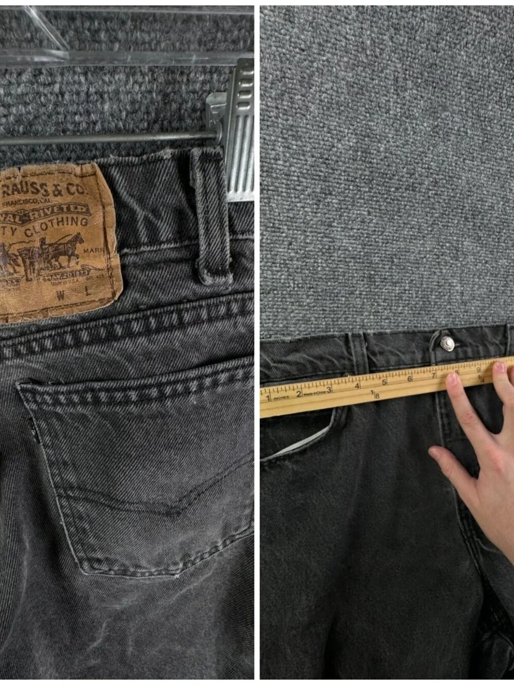 VTG Levi’s USA Made Charcoal Wash Denim Jeans Black Tab 40550-4159 ACTL 30x31